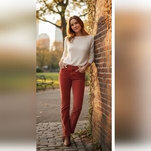 J Crew Matchstick Low Rise Straight Leg Corduroy Pants Orange Sz 28 S